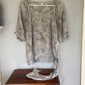Black and tan paisley blouse
